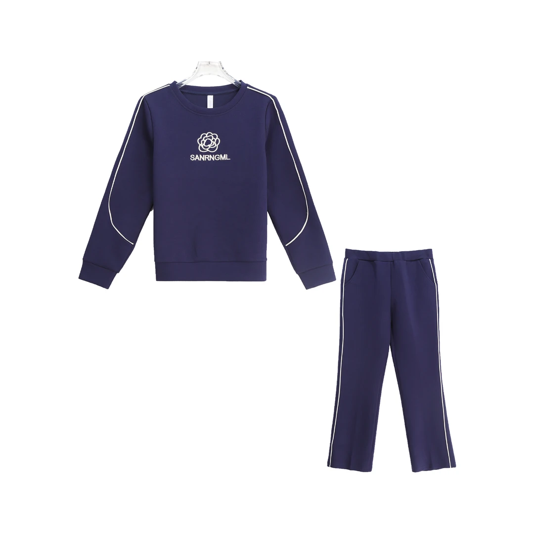 简约圆领时尚上衣宽松休闲裤气质运动风套装S4213