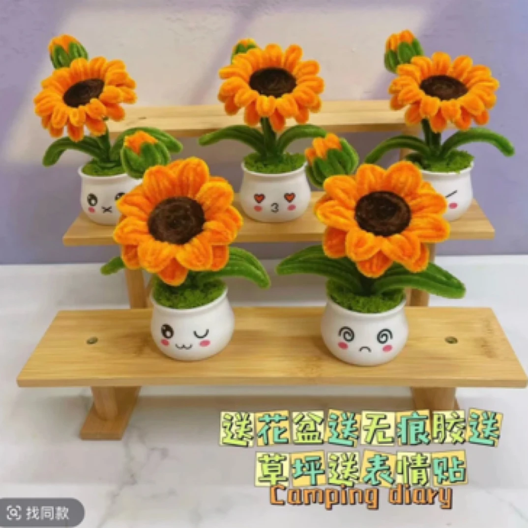 向日葵车载小盆栽（六盆装）送同款无痕贴创意手工DIY