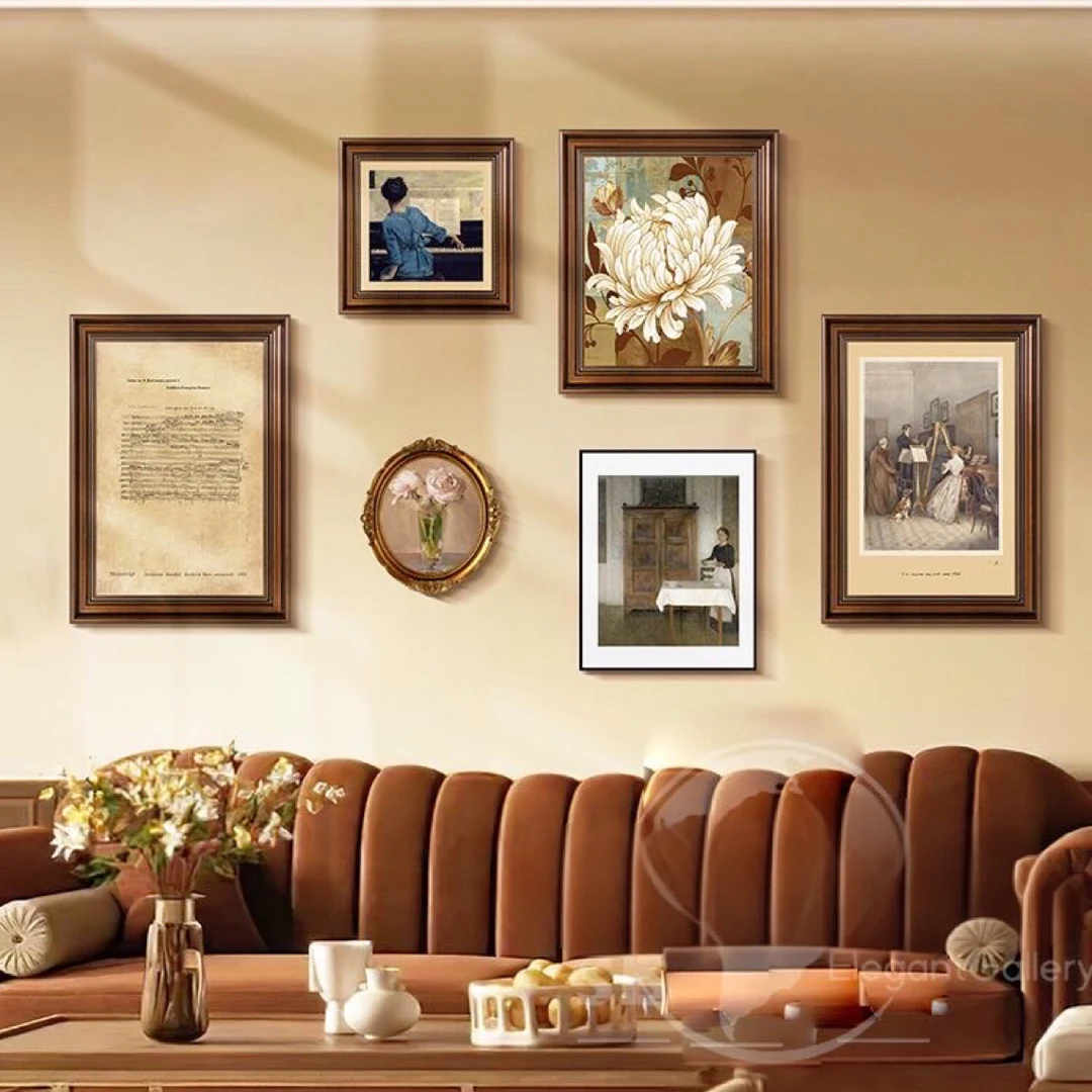 法式美式复古组合装饰画 客厅沙发背景墙及餐厅卧室壁画