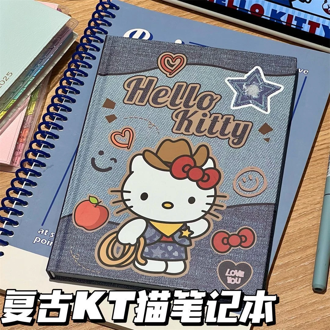 【咕噜】新款KT猫笔记本A5皮质彩页简约手账本学生KT牛仔加厚记事本
