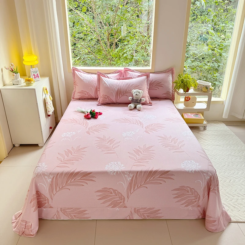 新款加厚圆角纯棉磨毛床单亲肤单人大床印花学生宿舍防滑