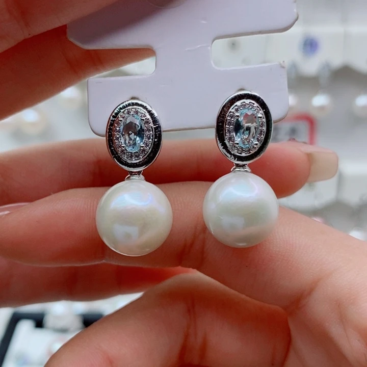 淡水珍珠耳饰银S925镶嵌12➕