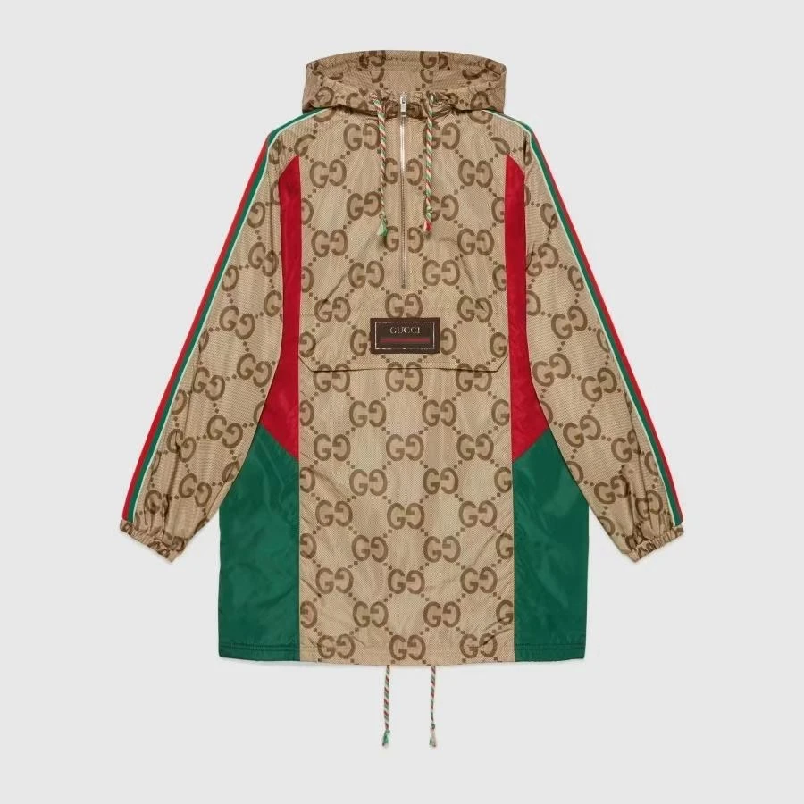 全新未使用 GUCCI/古驰 女款满logo中长款连帽外套虎