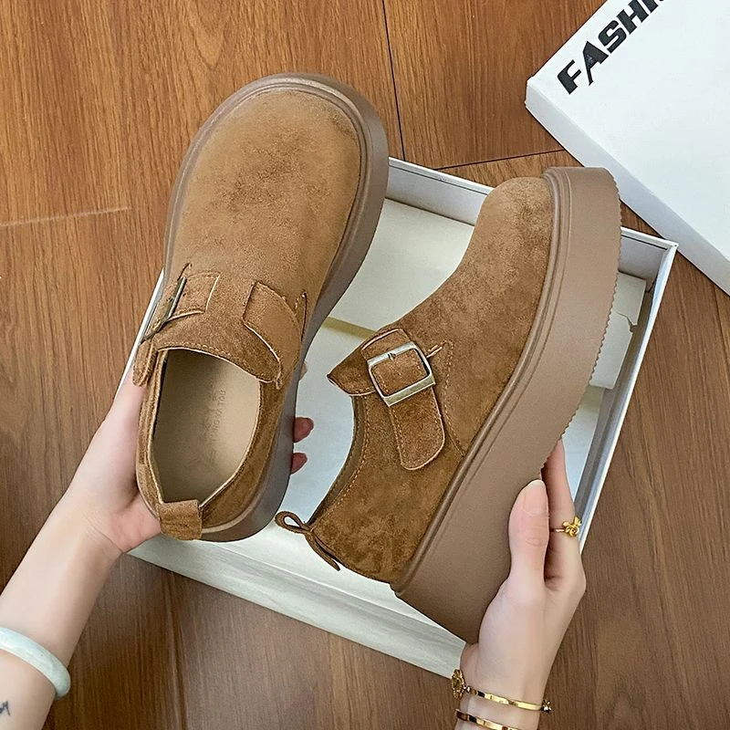 正品厚底增高勃肯鞋2025春季新款女鞋小个子单鞋女脚蹬乐福鞋