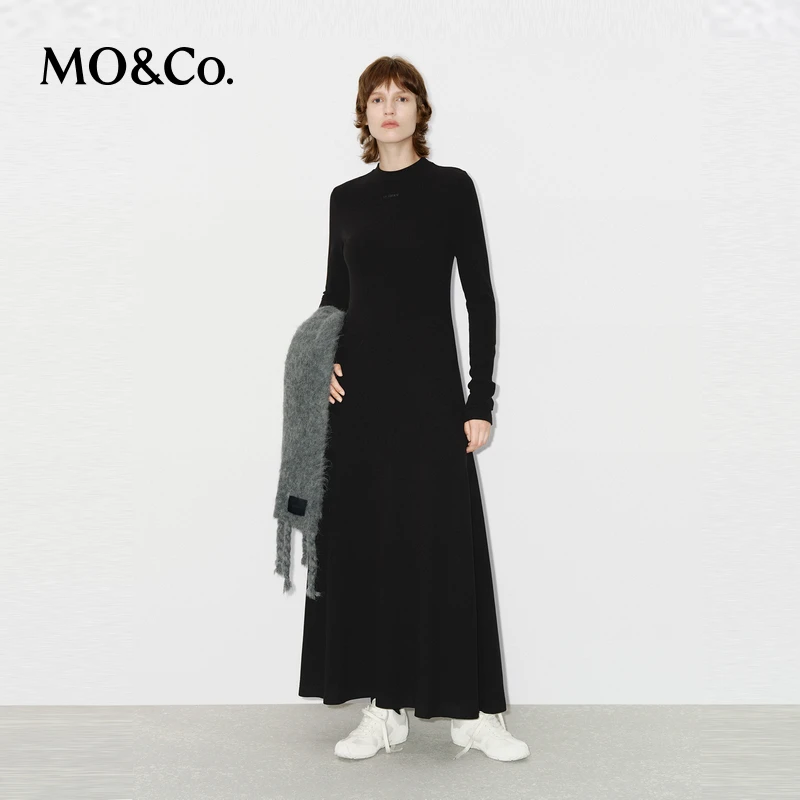 【陈大可专属】MOCO连衣裙冬绵羊毛厚实德绒高腰大摆长裙MBD4DRS018