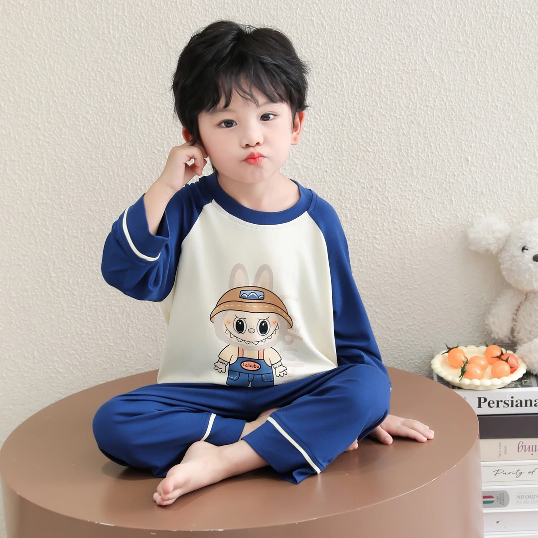 儿童睡衣男童卡通拉布布春秋款长袖长裤男宝宝家居服套装2025新款