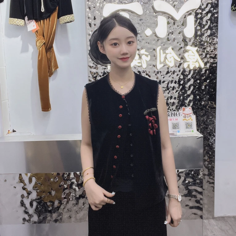 秋季新中式国风欧货高品质辣椒女马甲(衣长约61cm)