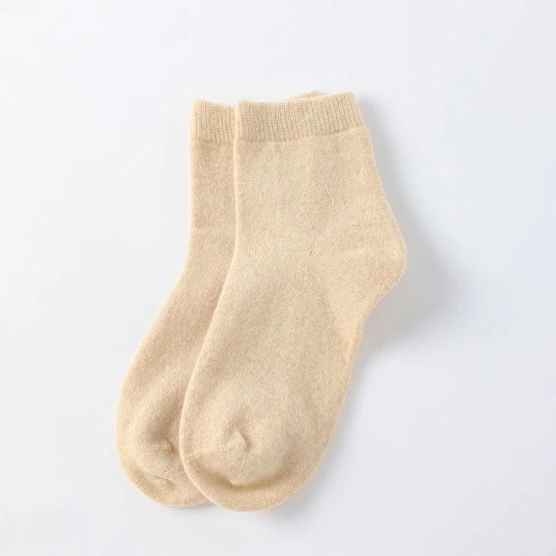 【粉丝专享】秋冬女袜羊绒袜保暖中筒袜纯色针织袜 厚 SK001