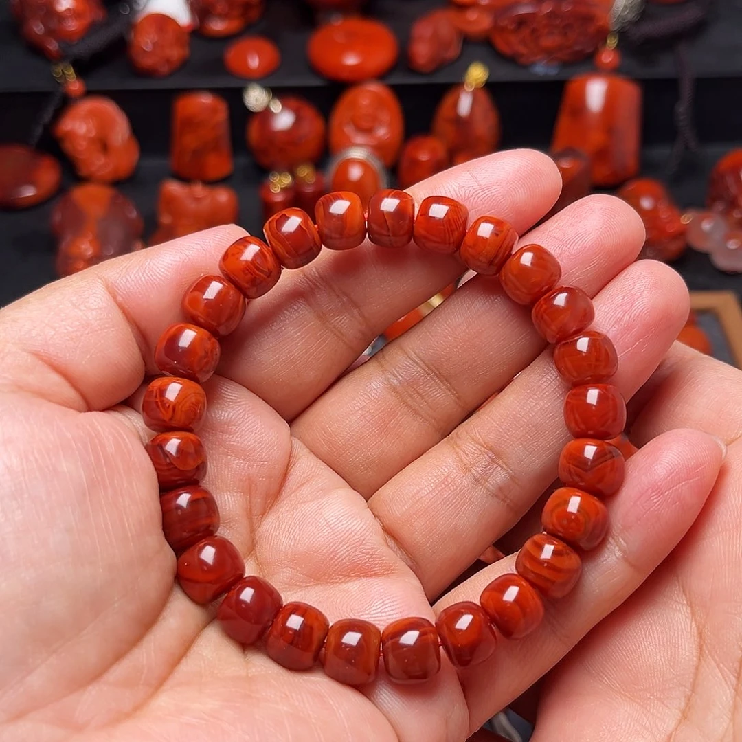 南红玛瑙未镶嵌配饰火焰纹老型9mm