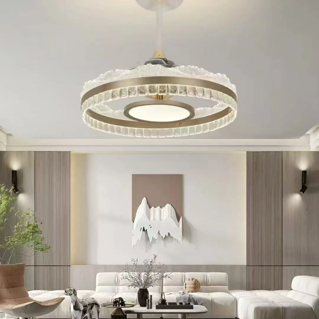 海浪水晶系列客厅餐厅吊灯隐形风扇灯