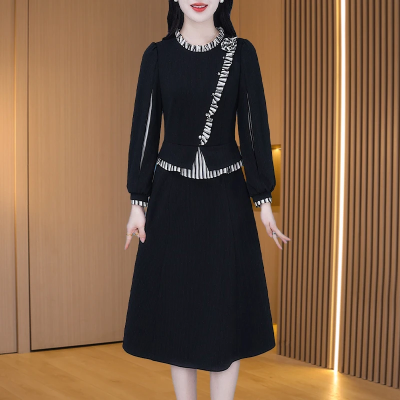 【连衣裙】24120优雅新款气质时尚大气减龄收腰显瘦连衣裙M-4XL-C