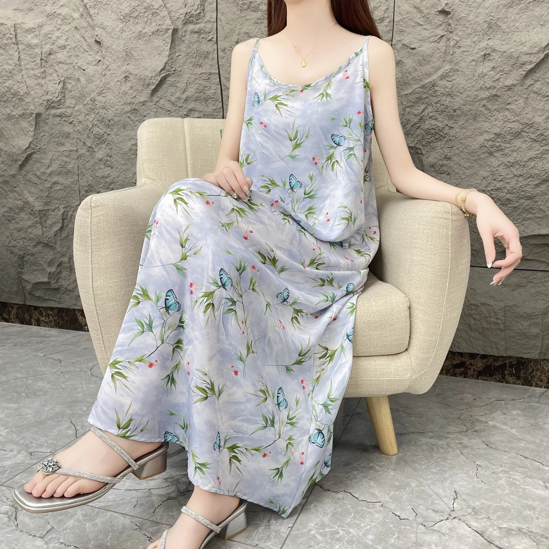 【蝶恋花】春季碎花吊带裙女时尚宽松气质夏季法式印花连衣裙女