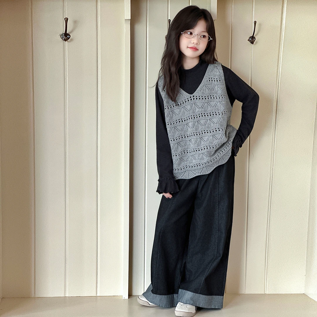 女童秋季套装2025新款洋气时尚高品质三件套6-12岁中大童秋款衣服