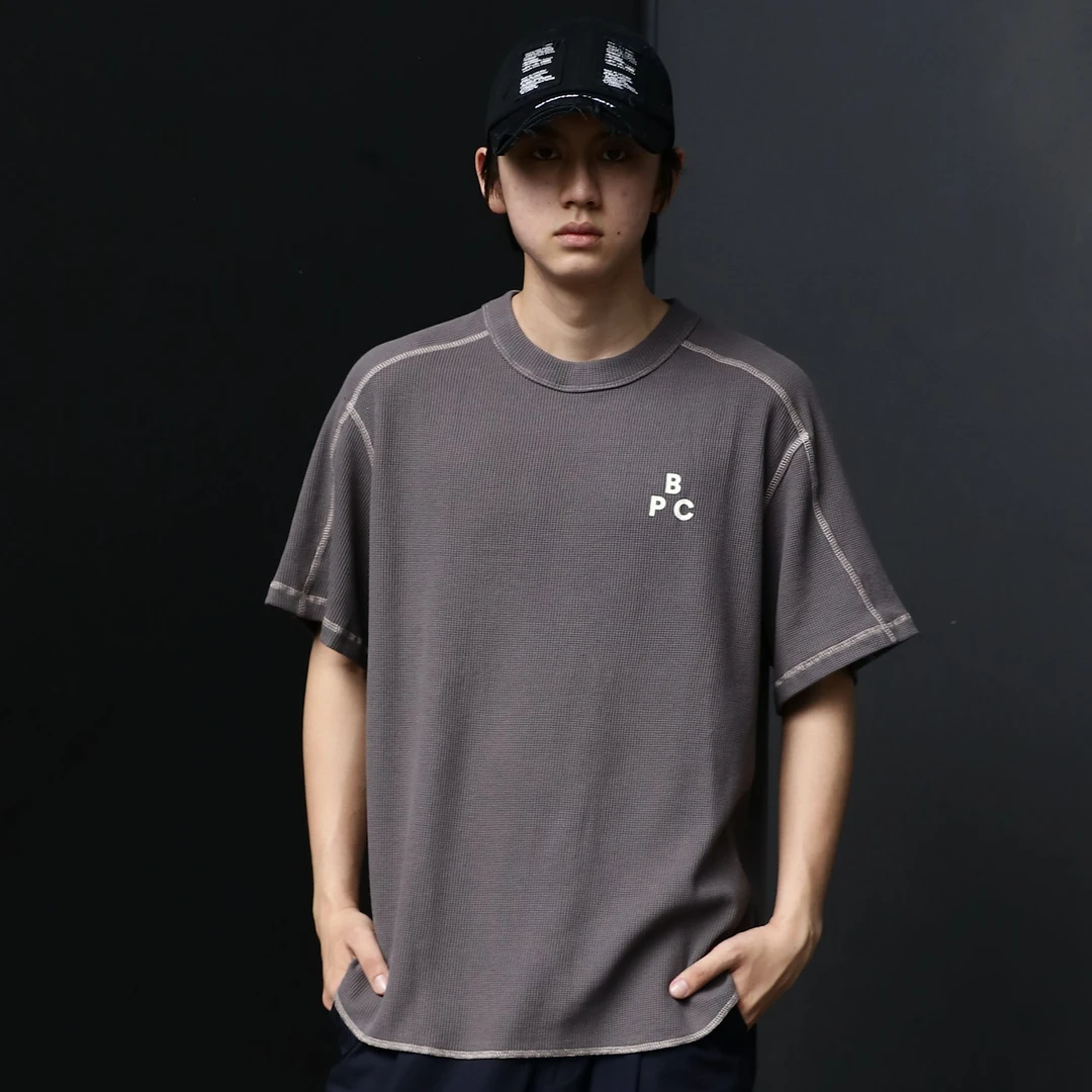 BPCALL25SS 十字架BPC印花款短袖简约纯色华夫格春夏新品男女通款