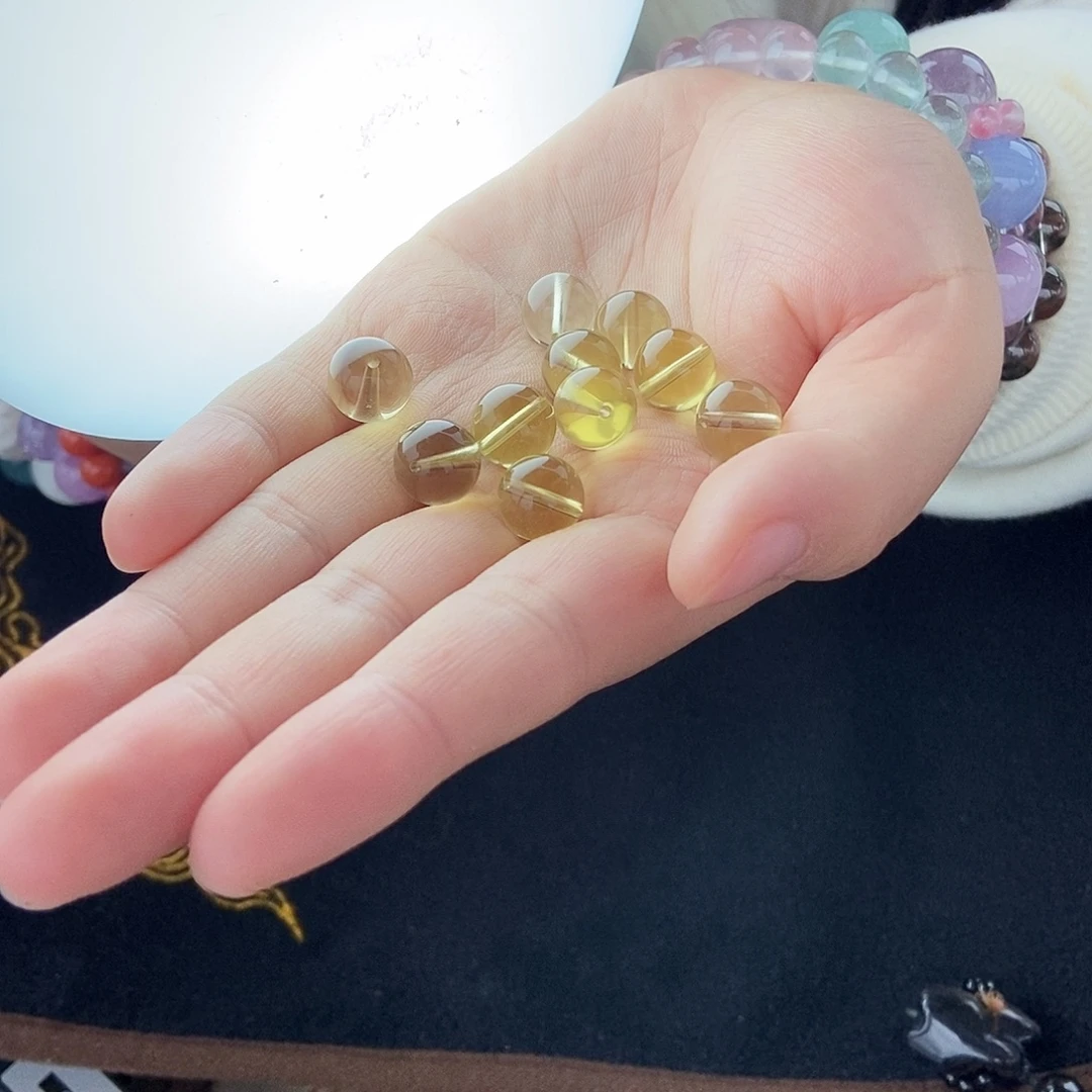 未镶嵌珠宝半成品黄晶单珠10m