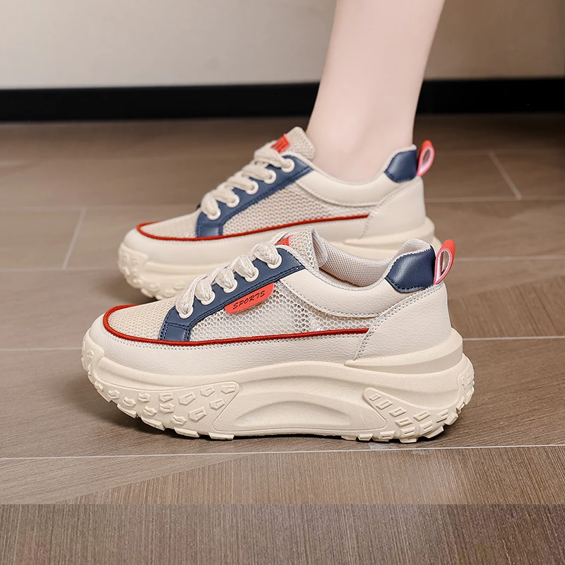 2025年女鞋春夏新款网面鞋女休闲轻便板鞋厚底网红女鞋韩版百搭鞋