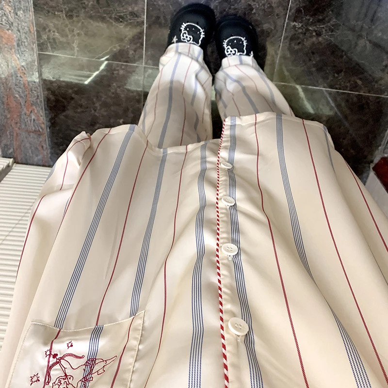 侘町2025年新款丘比特之箭长袖冰丝春夏季睡衣女可外穿家居服套装