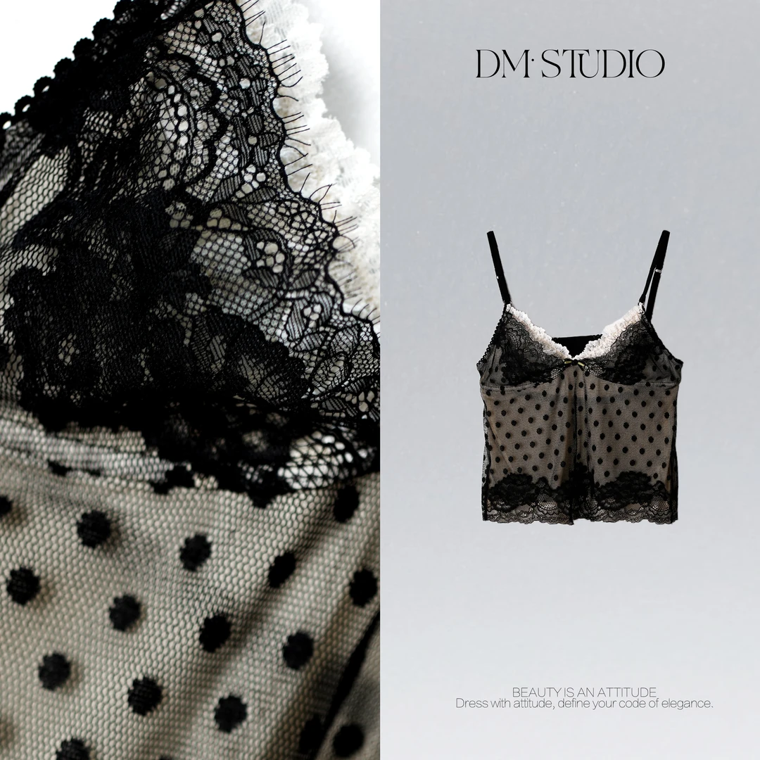 DEDM•STUDIO/性感精致亲肤波点蕾丝花边美背2507MB/MM2025YJ48