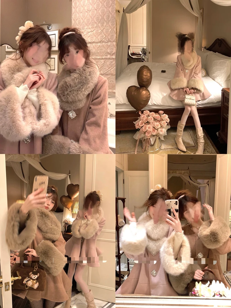 清妍 昭和千金 主推款*雪国羊毛斗篷大衣千金感短款毛呢外套2997