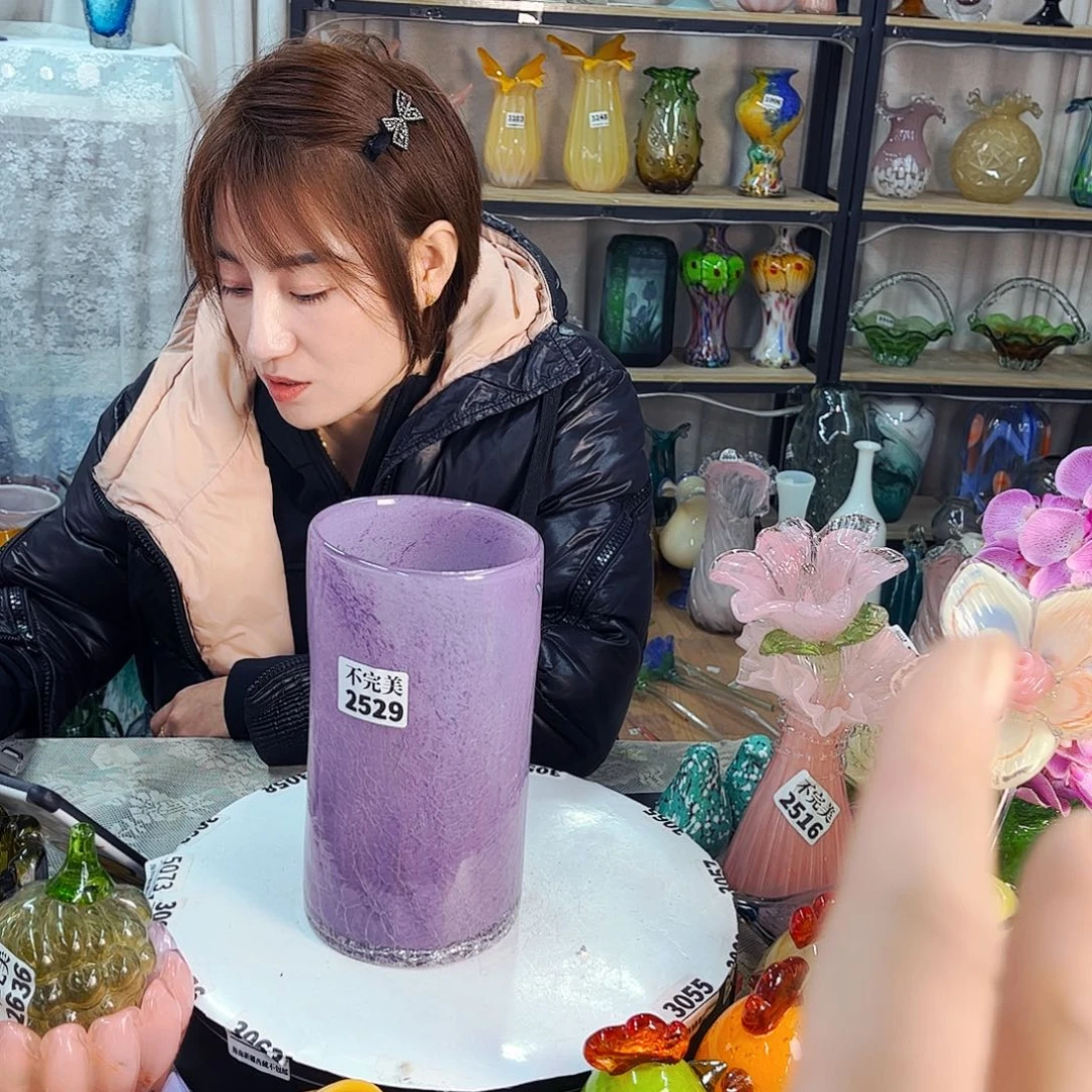 2529冰肌纹瓶家悦琉璃工艺品不完美