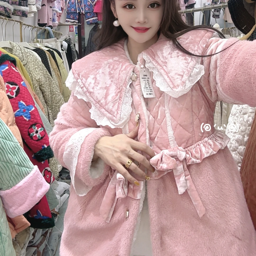三层夹棉加厚可外穿家居服