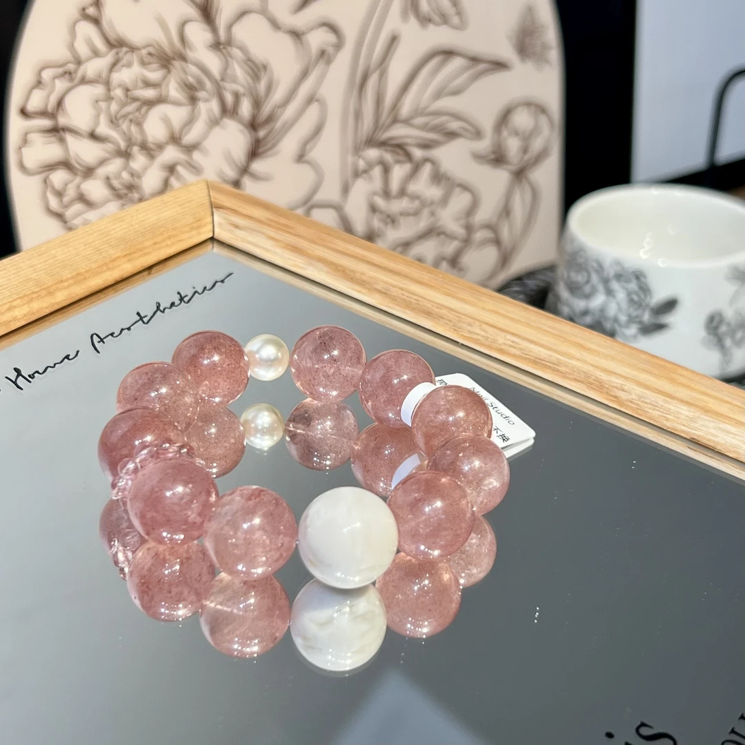 HZ 4466  草莓晶16mm+雪花幽灵17 手串多样性发其一
