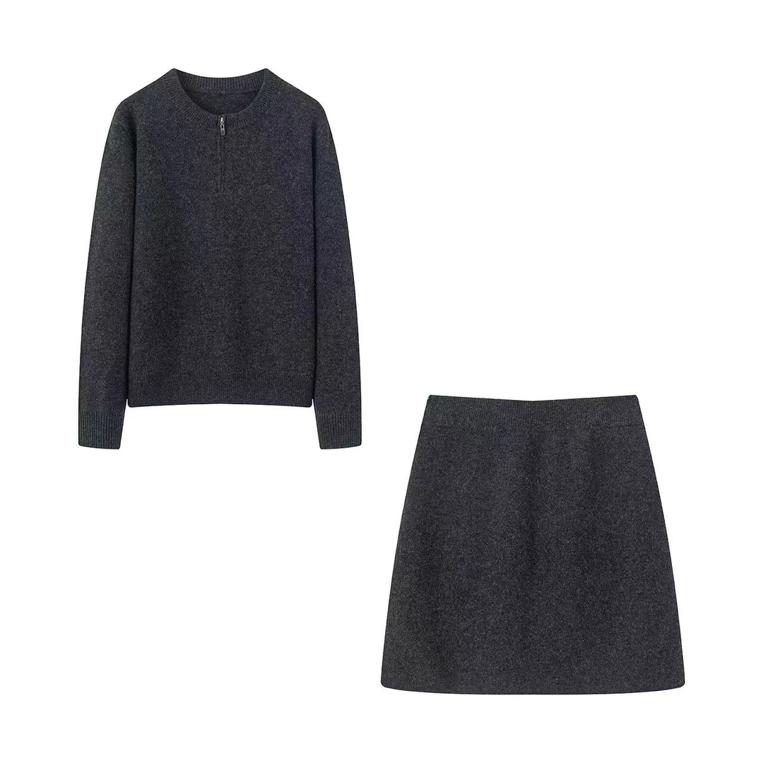 同款针织套装女2025冬季新款时尚套装上衣半身裙子两件套3128
