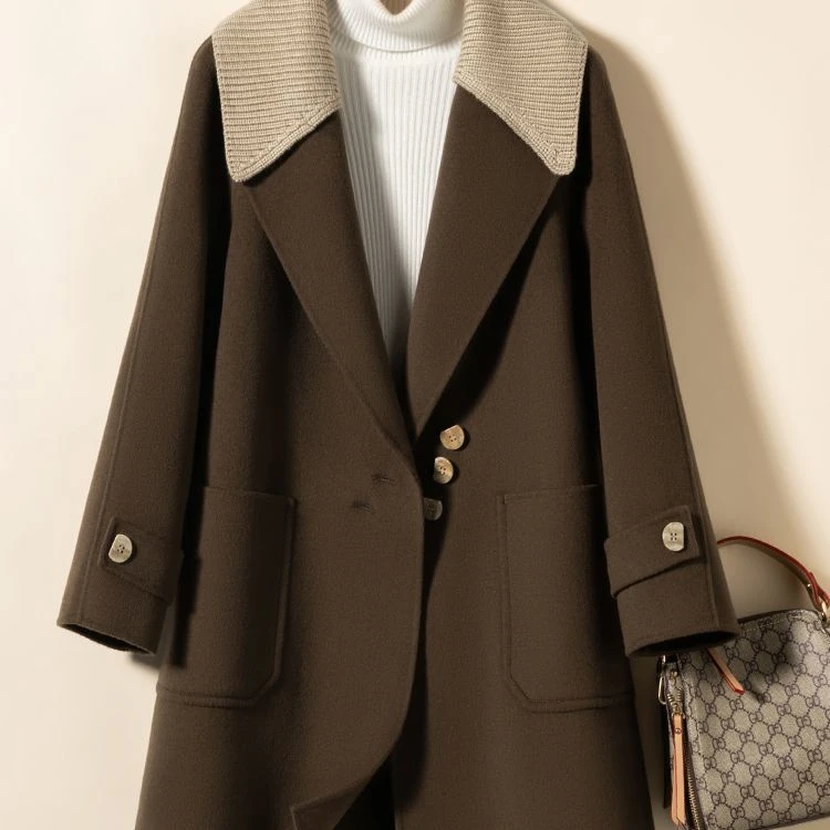 大码中长款秋冬时尚2025毛呢大衣高级感宽松大衣洋气新款呢子外套