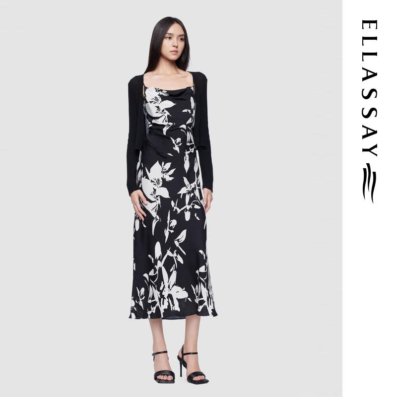 ELLASSAY歌力思25欧若新中式剪影两件套长款连衣裙EWD362Y22100