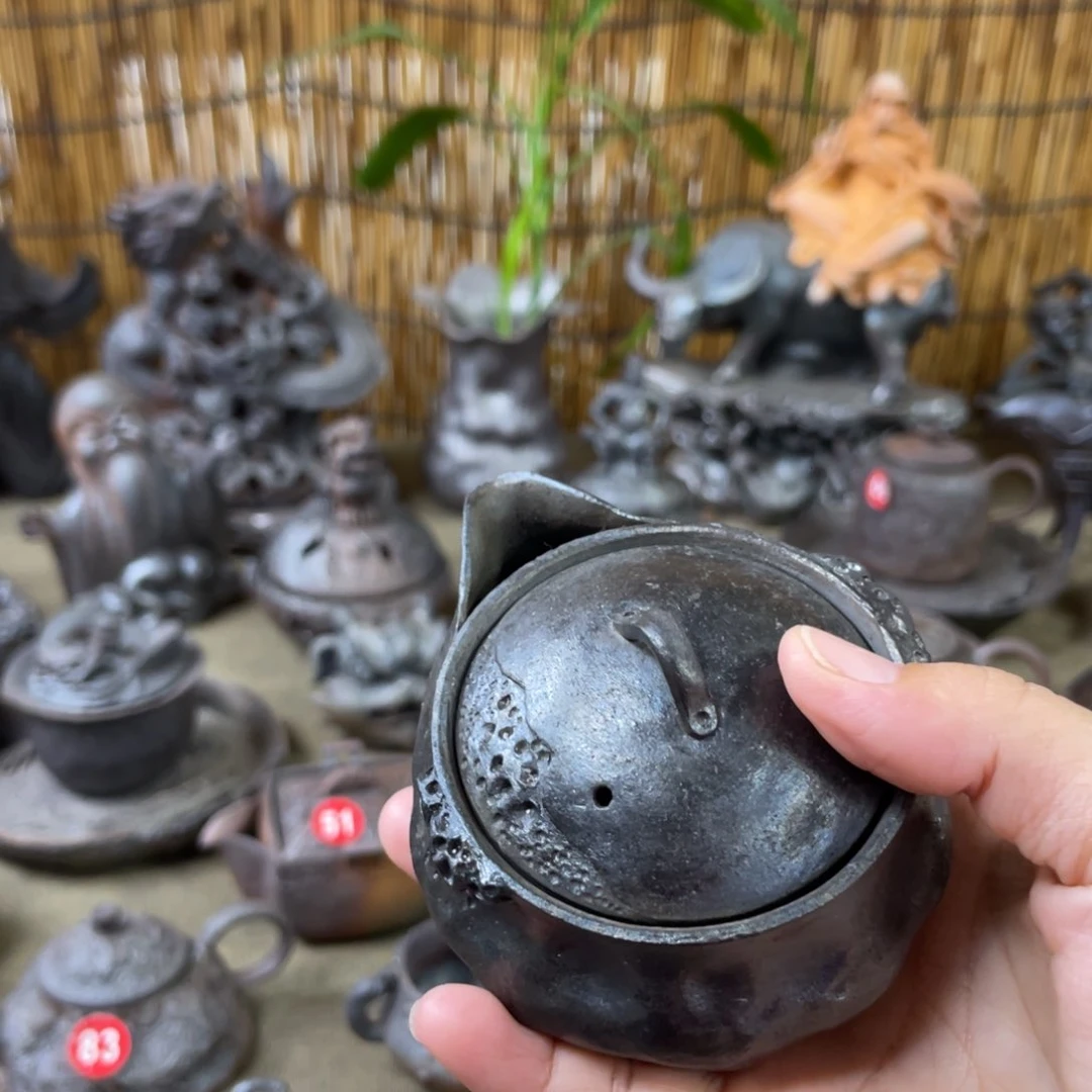 玄***人手捏柴烧茶器宝瓶
