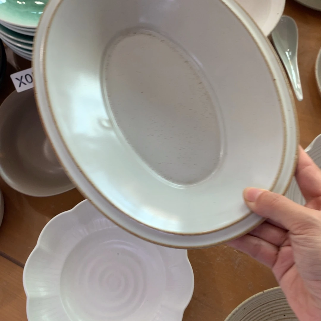 瓷景德镇粗陶复古盘碗微瑕