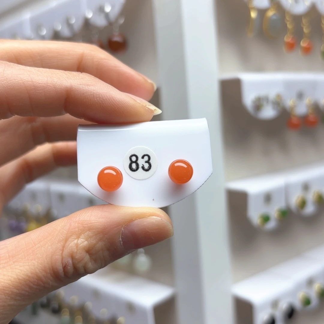 南红玛瑙耳饰银S925镶嵌2