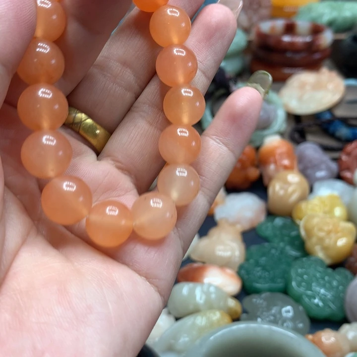石英质玉（黄龙玉）合金颈饰