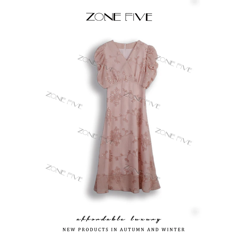 【zonefive】安琪法式宽松连衣裙轻奢简约显瘦气质连衣裙