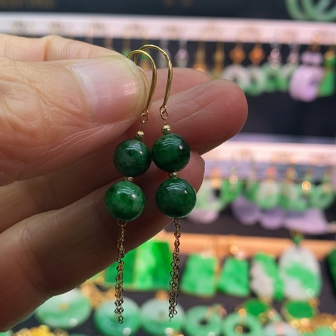 翡翠18K金镶嵌耳饰耳饰