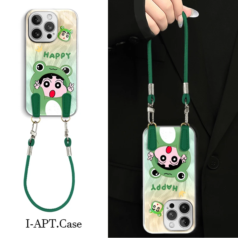 羽纱绿青蛙衣小新水凝玻璃壳适用iPhone苹果16手机壳华为oppo小米