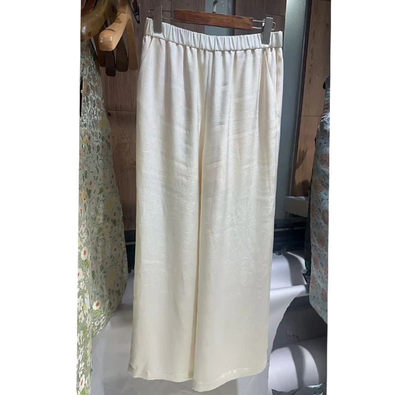 国潮新中式重磅醋酸褶皱高腰显瘦遮肉休闲裤6513252