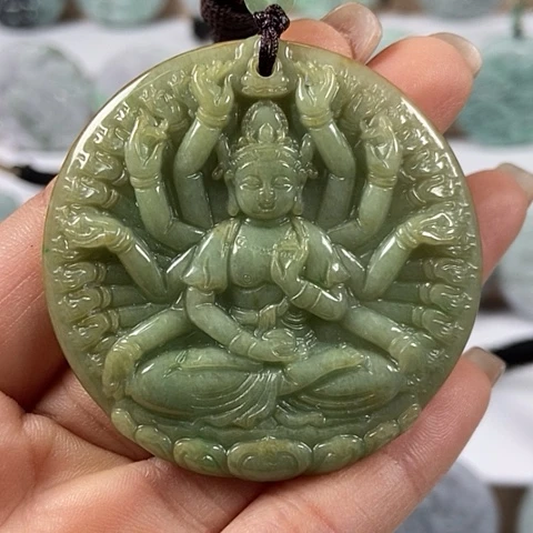 翡翠颈饰未镶嵌千手观音福利有色线