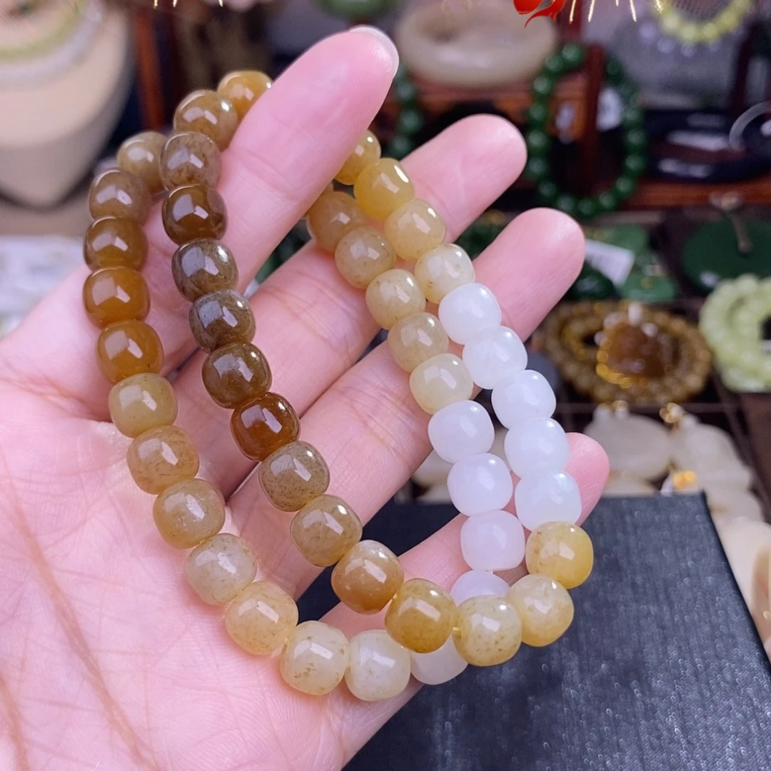 和田玉多样性发一 糖料手链未镶嵌