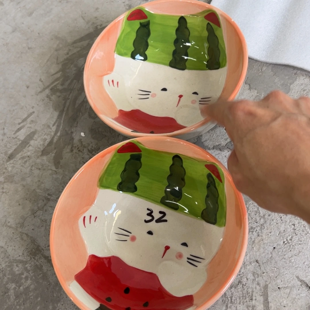 摆件高温陶瓷釉下彩微瑕2个