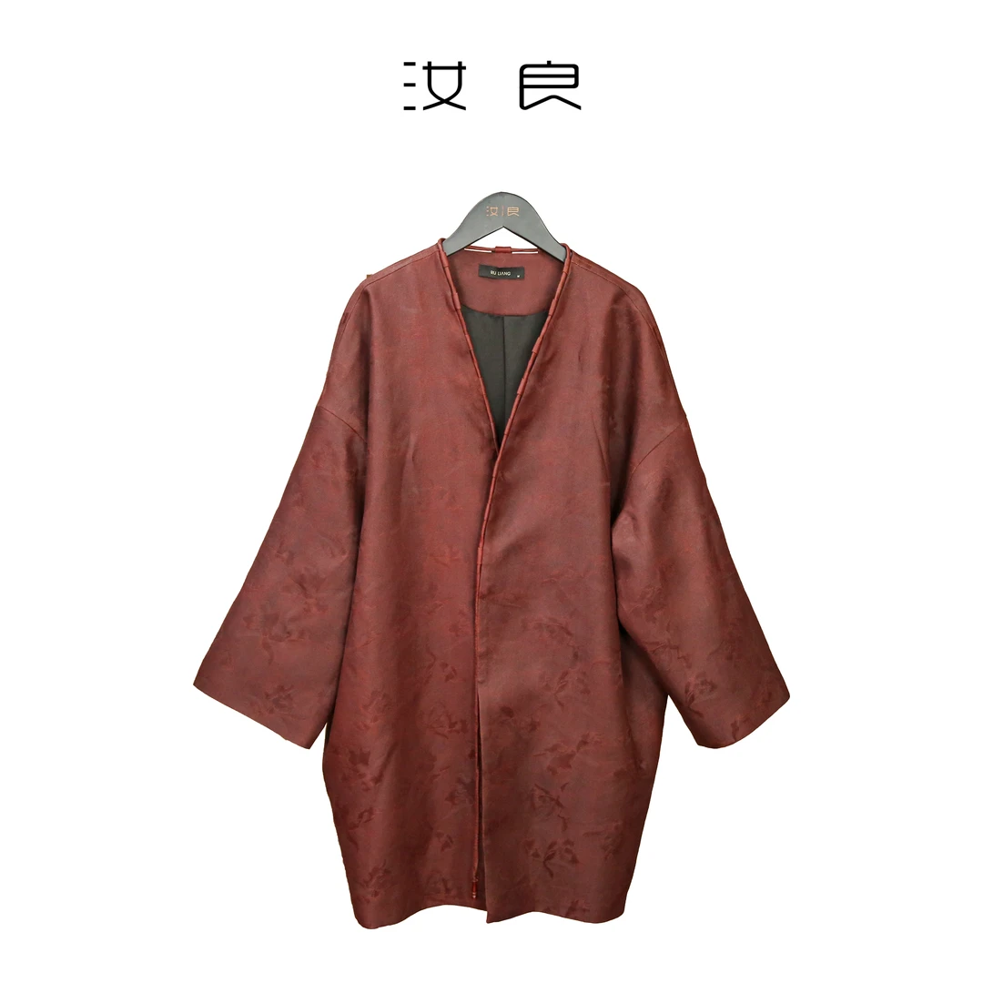 红鸢尾兰开襟镶绳外披上衣