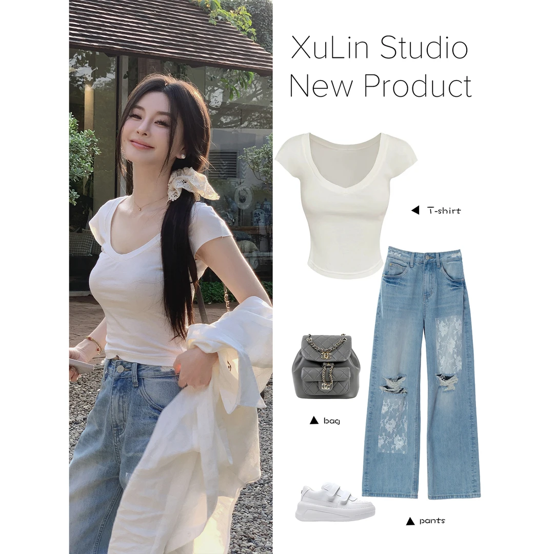 MINISTUDIO徐琳「薄感小T」纯欲薄感多色修身显瘦T恤上衣x250067