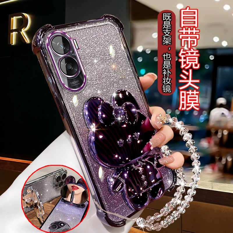 适用荣耀X50i手机壳女款CRT-AN00网红四角防摔全包边闪粉软壳创意