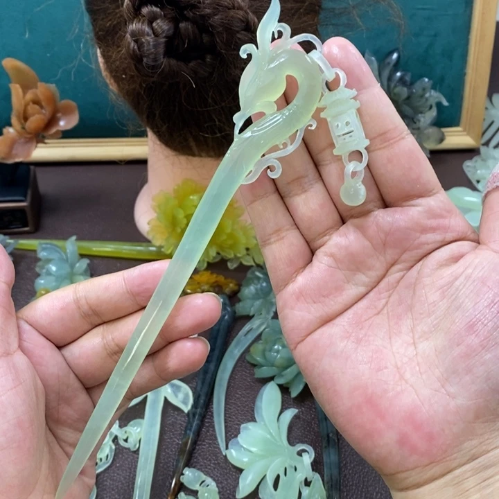 蛇纹石玉发饰未镶嵌沫*灬