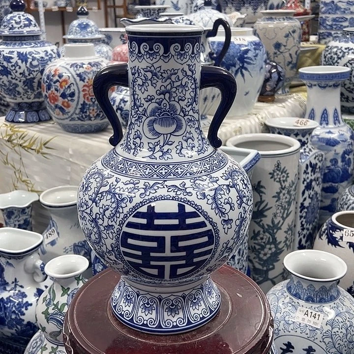 摆件青花瓷居家摆件，花瓶