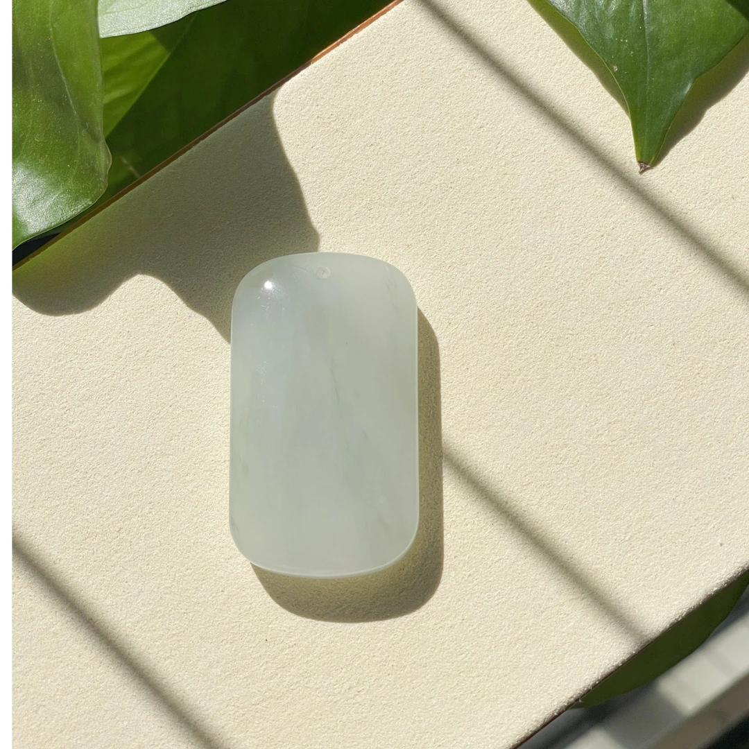 【30x50】天然玉石新疆冰翠天山翠无事牌飘翠意境送绳子