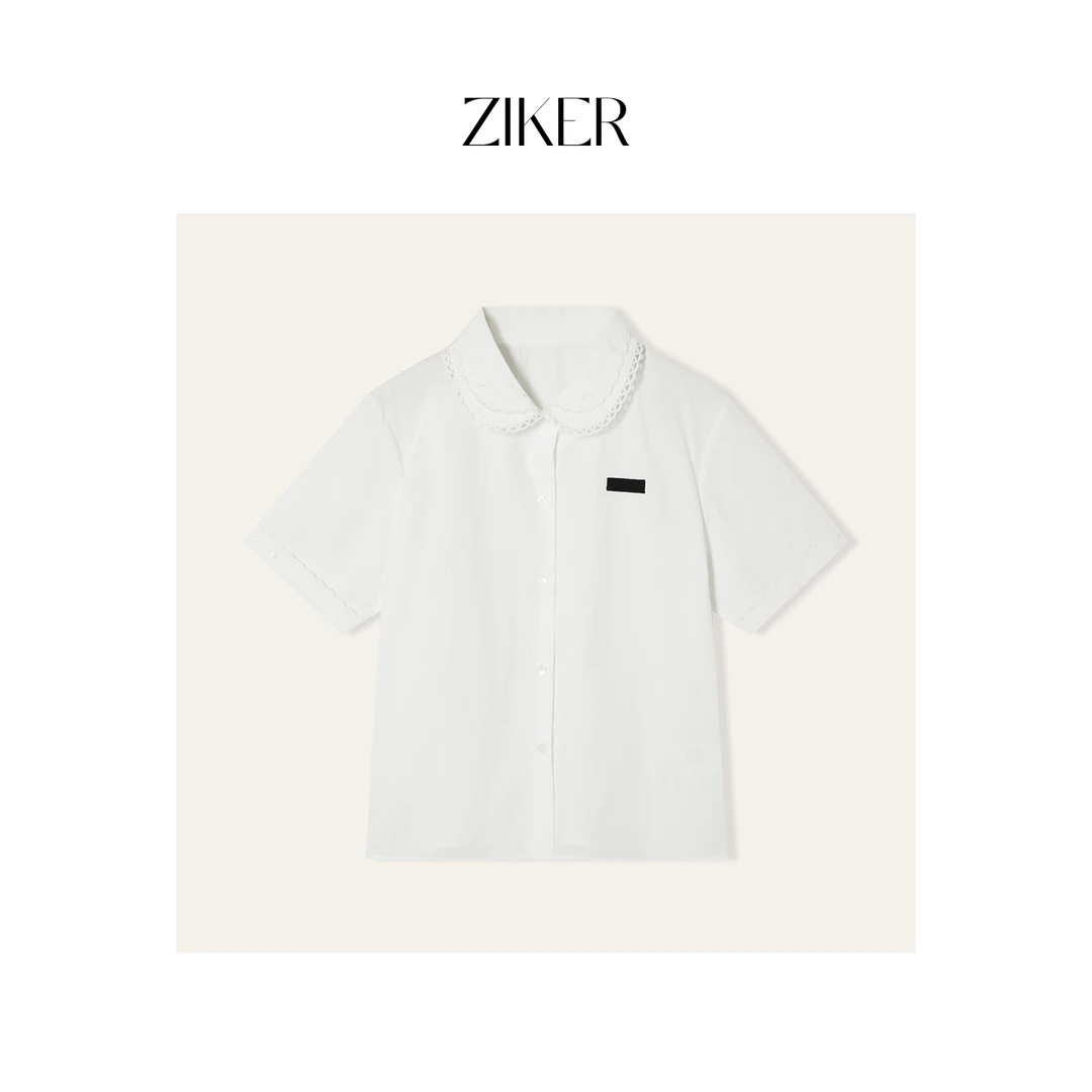ZIKER丨缪丨娃娃领学院风减龄衬衣夏季短袖衬衫（手洗，不可浸泡）