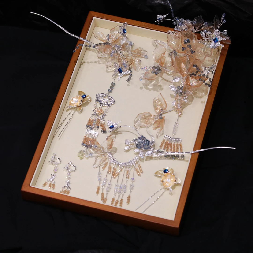 合金仿水晶婚庆饰品 12476浅色中式秀禾分体款百搭减龄