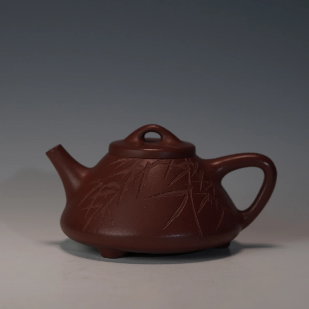 lot.22386 江秋雨 底槽清子冶石瓢刻竹壶 270cc