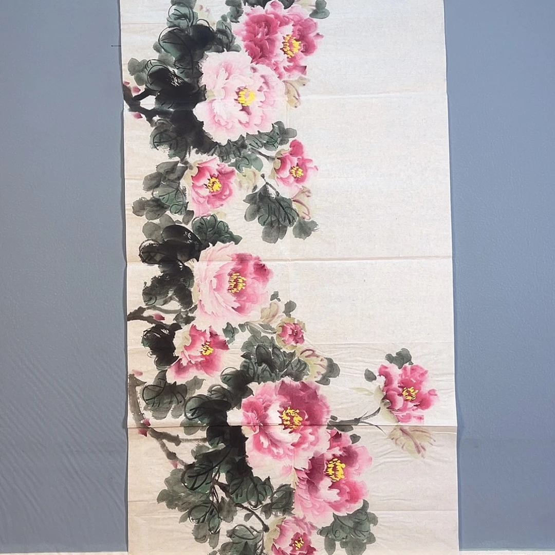 国画010 花红艳绿的花朵点缀